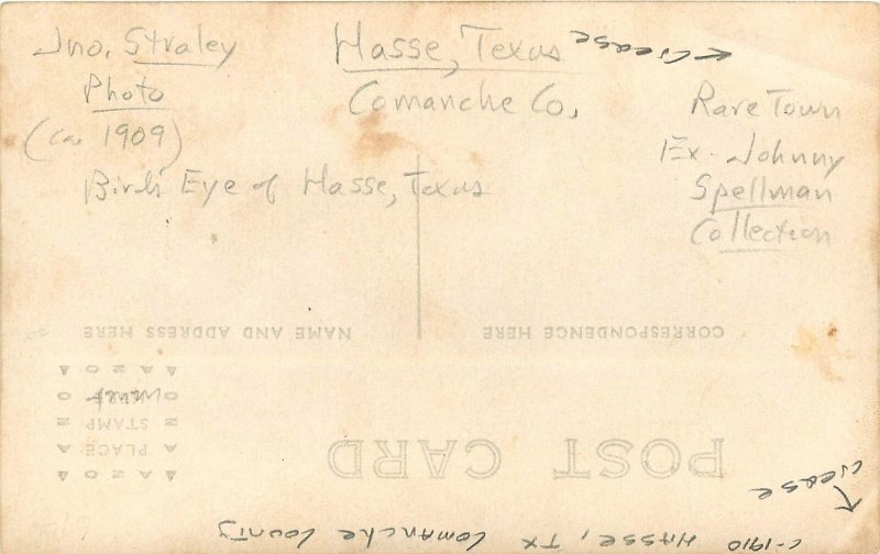 c1910 Hasse Texas Comanche County aerial View RPPC Postcard 25-6484