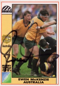 Ewen McKenzie Australia Hand Signed Rugby 1991 World Cup Card Photo