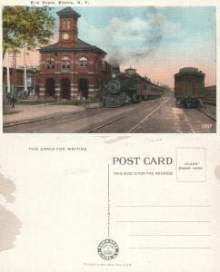 ELMIRA N.Y. ERIE RAILWAY STATION ANTIQUE POSTCARD RAILROAD DEPOT