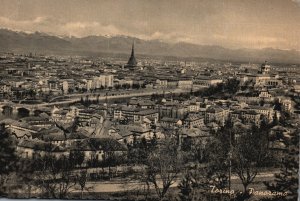 Vintage Postcard Real Photo Torino Skyline General View Panorama Turin Italy