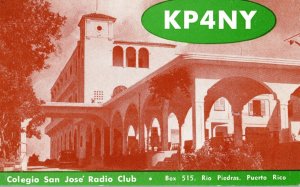 San Jose College Radio Club Rio Piedras Puerto Rico Vintage Postcard F24