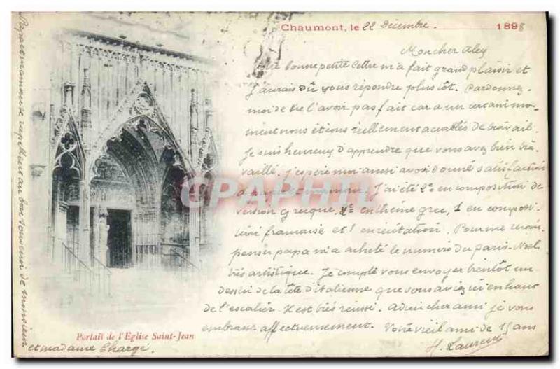Postcard Chaumont Old Church Gate Saint Jean Map 1898