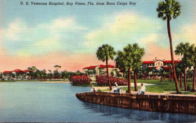 Florida St Petersburg U S Veterans Hospital From Boca Ceiga Bay 1946 Curteich