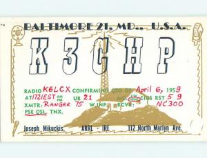 comic - QSL CB HAM RADIO CARD Baltimore Maryland MD t8990