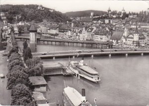 Switzerland Luzern See mit Kapellbruecke 1960 Photo