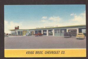 THRALL TEXAS KRIEG BROTHERS CHEVROLET CAR DEALER ADVERTISING POSTCARD