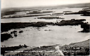 1940s - 1950s Aerial View Chippewa Flowage Hayward WS Real Photo Postcard