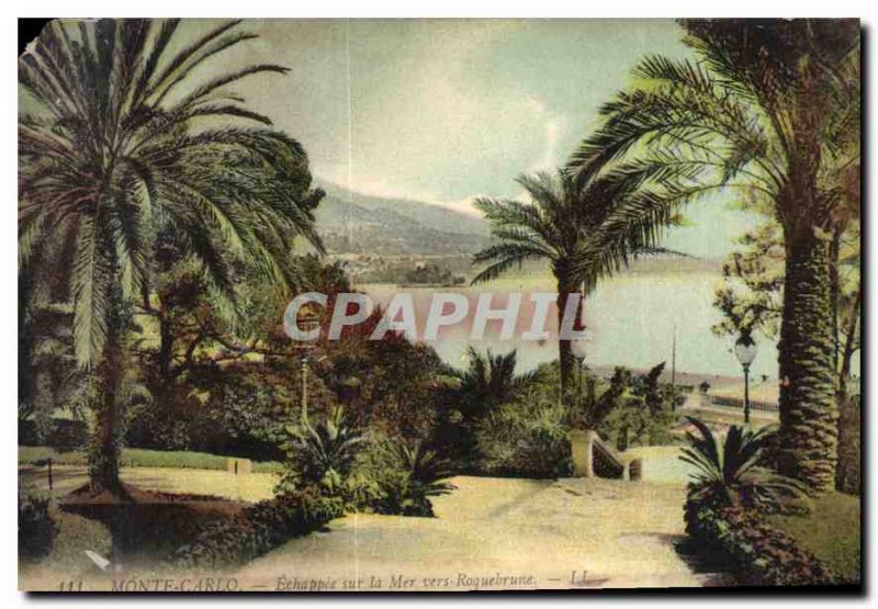 Old Postcard Monte Carlo Echappee Sea to Roquebrune