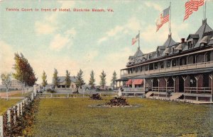 Buckroe Beach Virginia Tennis Courts in front of Hotel Vintage Postcard AA37580