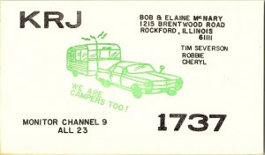 QSL Radio Card From Rockford Illinois KRJ 1737 