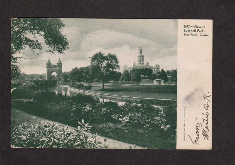 CT Bushnell Park Pk Hartford Conn Connecticut Postcard UDB 1905 Vintage