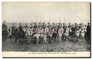Old Postcard Militaria The Spahis greet the sword the passing flag