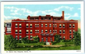 BARRE, Vermont  VT   BARRE CITY HOSPITAL  ca 1920s-30s  White Border Postcard