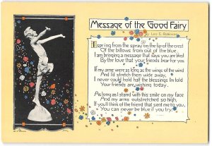 Message of the Good Fairy Fantasy Art Statue Leo Robinson 1918 Rare Postcard