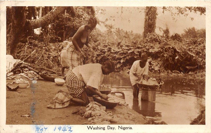 Lot119 washing day nigeria types folklore real photo africa