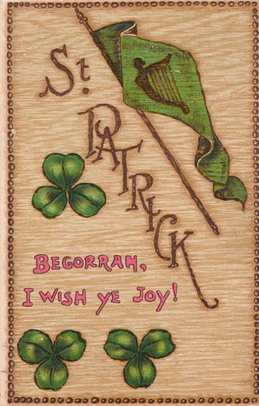 St Patrick's Day Greetings - Begorrah, I Wish You Joy - pm 1909 - DB - Tuck