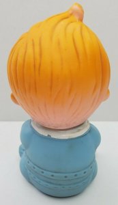 1960s Blonde Baby Boy Blue Pjs Cowlick Squeaky Rubber Toy Korea Belly