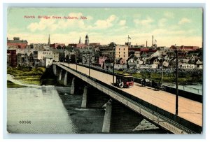 1913 North Bridge from Auburn, Maine ME Posted Antique Postcard