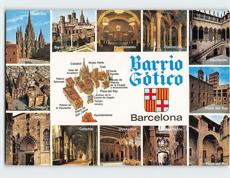 Postcard Gothic Quarter, Barcelona, Spain