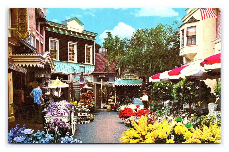 Flower Mart On Main Street Disneyland Postcard