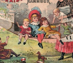 1880s Braided Edge Hammock Mother Children Outside Toys P155