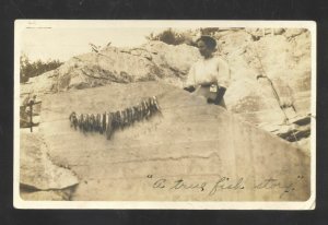 RPPC OMAHA NEBRASKA TO GILLAM NEB. FISHING CATCH 1917 REAL PHOTO POSTCARD