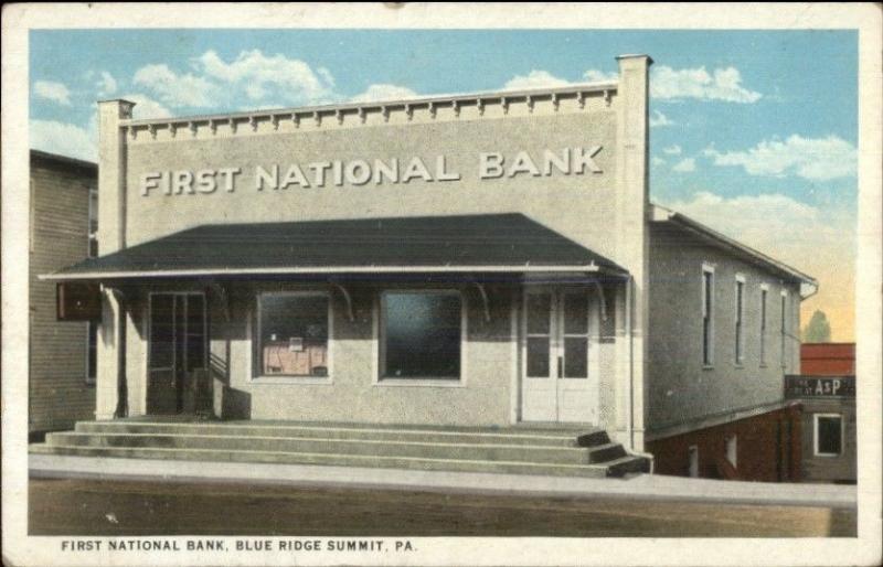 Blue Ridge Summit PA First National Bank c1920 Postcard jrf