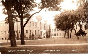 RPPC Grade School Buildings, Waupaca WI c1943 Vintage Postcard F33