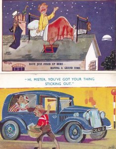 Fred Astaire Style Singing On The Rooftop Car Comic Postcard