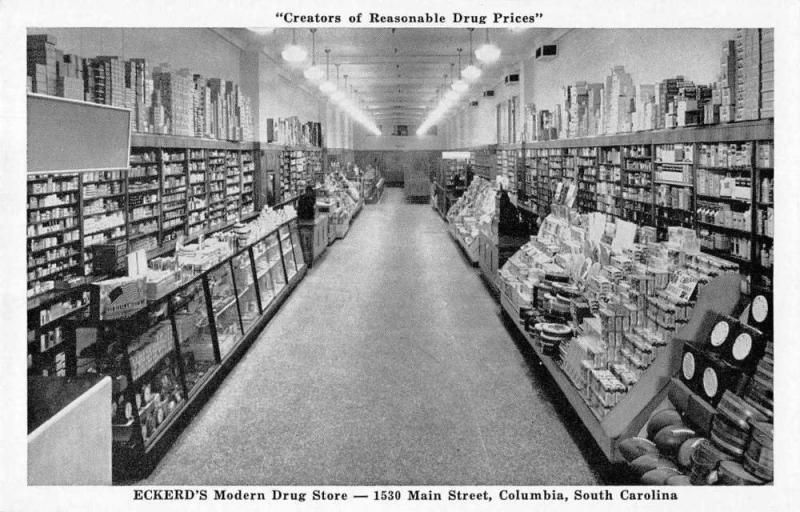 Columbia South Carolina interior Eckerd's Modern Drug Store vintage pc Z46917