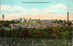 Pacific Mills Textile Looms Fabrics Spartanburg South Carolina Postcard 1944