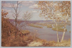 McGregor IA~Air View Mississippi River & Horseshoe Island~Continental Postcard