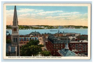 c1930's Bird's Eye View And Thames River Looking East New London CT Postcard 