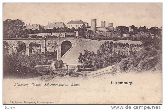 Bridge, Bisserweg- Viaduct, Schwimmanstalt, Rham, Luxembourg, PU-1903