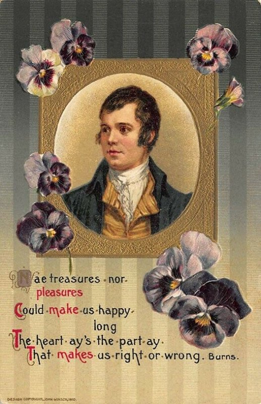 John Winsch A Birthday Greeting Poem by Burns Embossed Postcard