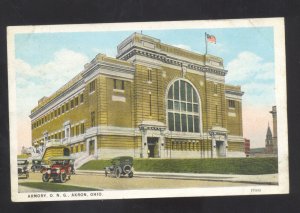 AKRON OHIO NATIONAL GUARD ARMORY OLD CARS VINTAGE POSTCARD