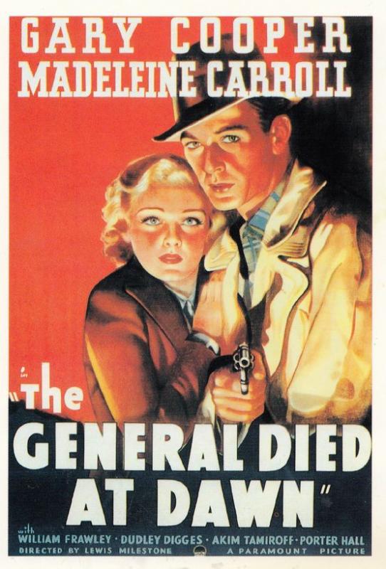 The General Died At Dawn Gary Cooper Rare Spanish Cinema Poster Postcard