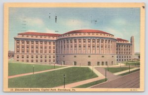 Linen~Education Bldg Capitol Park~Harrisburg Pennsylvania~PM 1948 Postcard