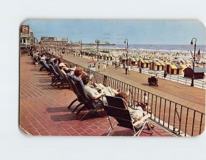 Postcard Overlooking boardwalk and beach from sundeck, Atlantic City, New Jersey