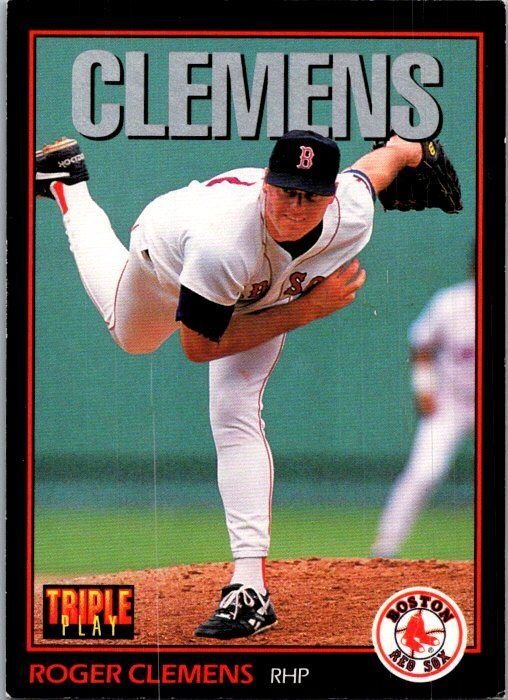 1993 Triple Play Baseball Card Roger Clemens Boston Red Sox sk2312