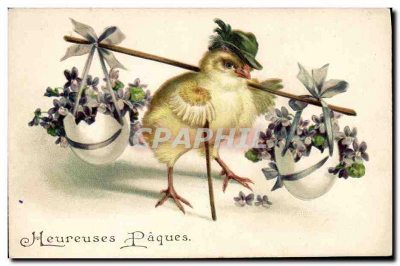 Postcard Fantasy Illustrator Old Chick Easter