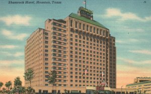 Vintage Postcard 1953 Shamrock Hotel In The Exclusive McCarthy Center Houston TX