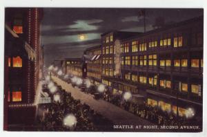 P1082 unused 2nd ave street scene seattle wash at night people buildings etc