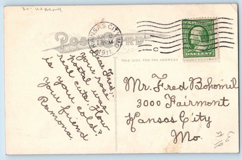 Wall Signed Artist Postcard US Army Boy Beware Of The Gun Kansas City MO 1911