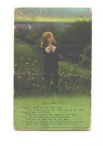 Skylark Prayer. Little Boy in Field, Used with Flag Cancel