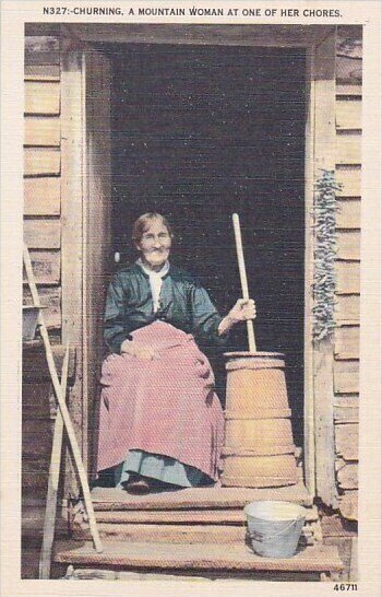 Churning A Mountain Woman At One Of Her Chores Asheville North Carolina