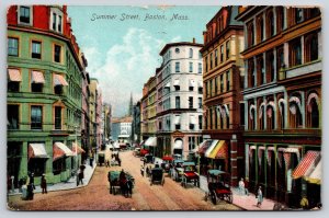 Boston Massachusetts~Summer Street Store Fronts~1907 IPCC Postcard