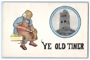 c1910's High Rock Tower Lynn MA, Ye Old Timer Man Repairing Shoes Postcard 