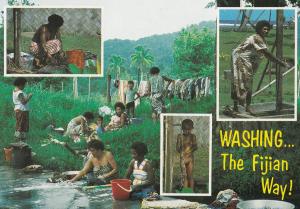 Washing The Fijian Way Fiji Tribe Postcard