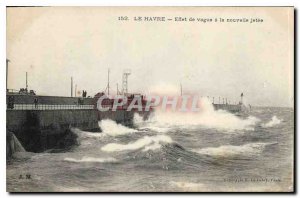 Old Postcard Le Havre wave effect to the new pier